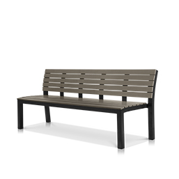 8' Highback Bench Tex Black Frame with Gray Seat&Back